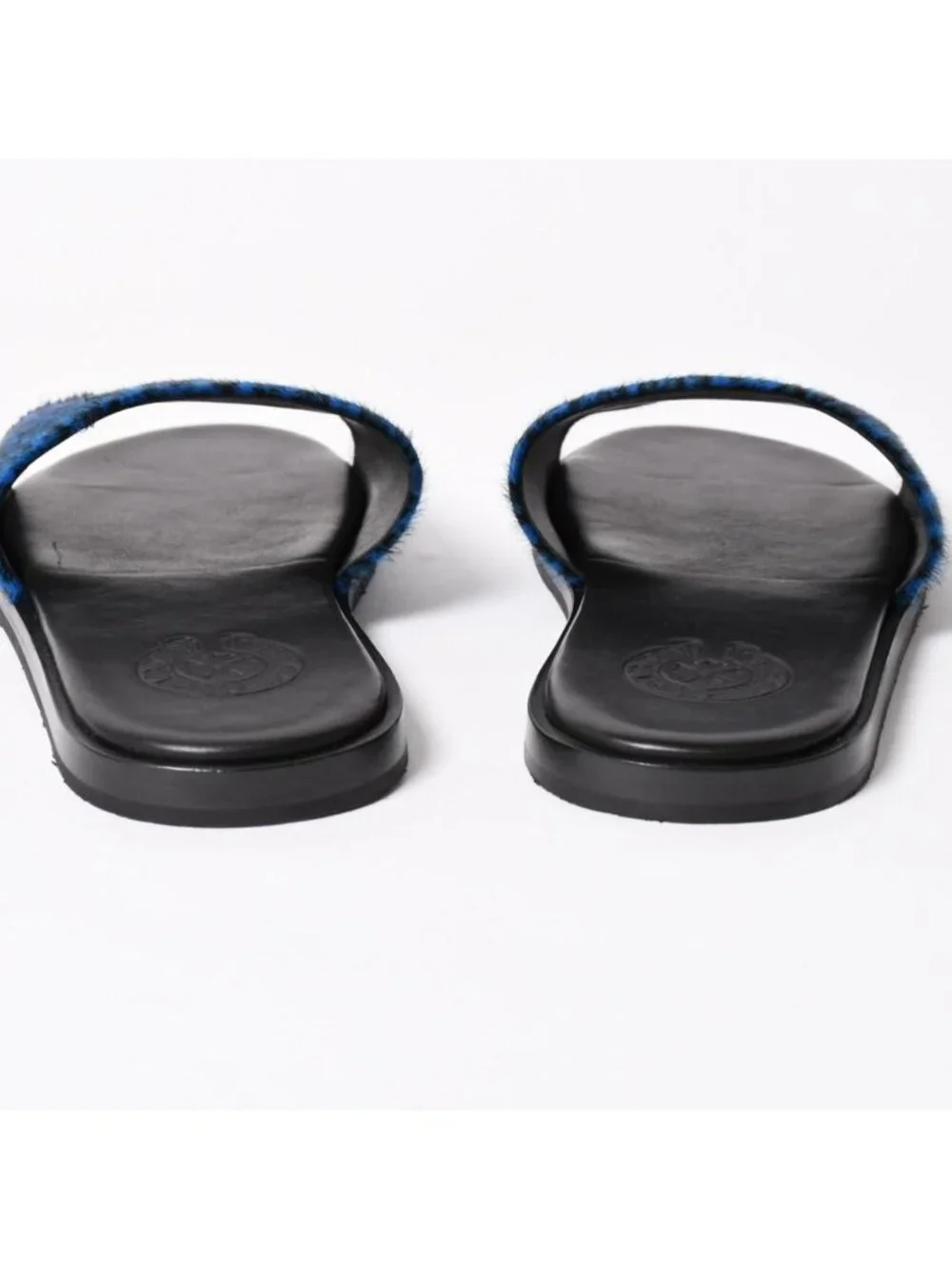 Chrome Hearts CH Slide CH Plus Patch Calf Hair Sandals Miami Exclusive Blue